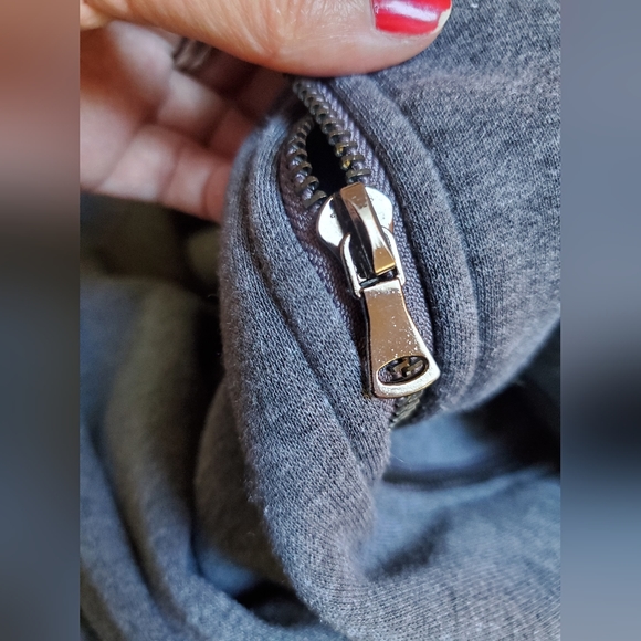 Long Heather Gray Sweatshirt Zipper Front ZAvenue USA 1XL - Picture 13 of 13